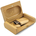 Деревянная флешка бамбук карбон 64 GB USB 3.0 "Овальная" в подарочной коробке