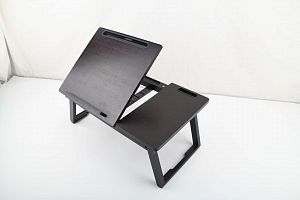 Уцененный столик для ноутбука из бамбука (черный)