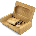 Деревянная флешка Карбонизированный Бамбук 64 GB 2.0 "Овальная" в подарочной коробке